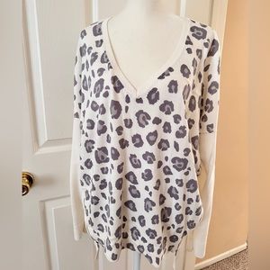 Express cream animal print sweater